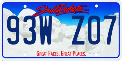 SD license plate 93WZ07