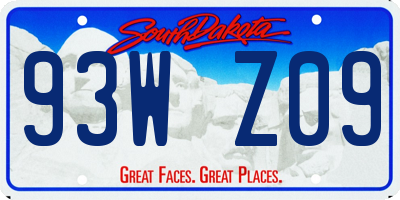 SD license plate 93WZ09