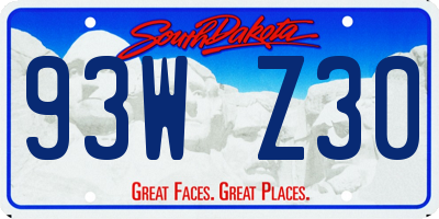 SD license plate 93WZ30