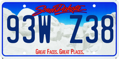 SD license plate 93WZ38
