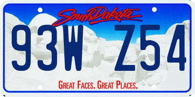 SD license plate 93WZ54