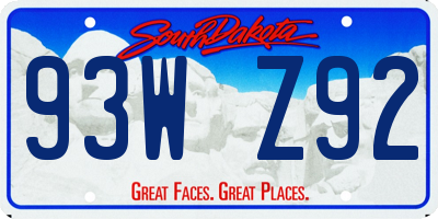 SD license plate 93WZ92