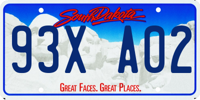 SD license plate 93XA02