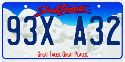 SD license plate 93XA32