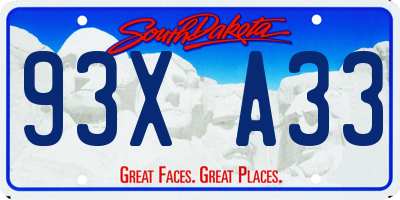 SD license plate 93XA33