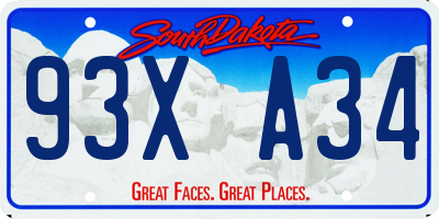 SD license plate 93XA34