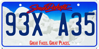 SD license plate 93XA35