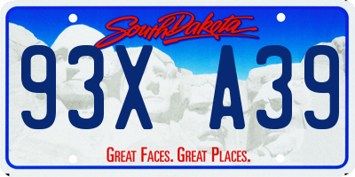 SD license plate 93XA39