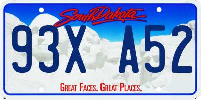 SD license plate 93XA52