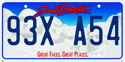 SD license plate 93XA54