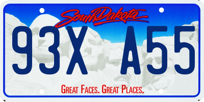 SD license plate 93XA55