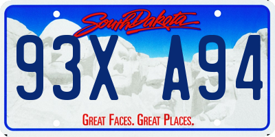 SD license plate 93XA94