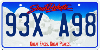 SD license plate 93XA98