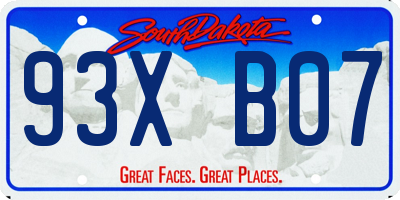 SD license plate 93XB07