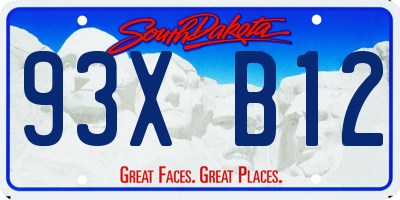 SD license plate 93XB12