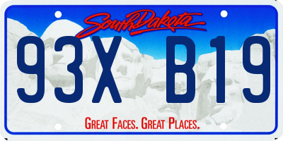 SD license plate 93XB19