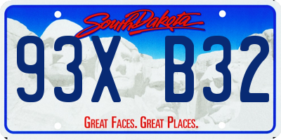 SD license plate 93XB32