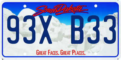 SD license plate 93XB33