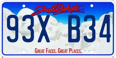 SD license plate 93XB34