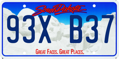 SD license plate 93XB37