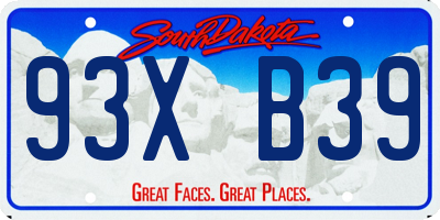 SD license plate 93XB39