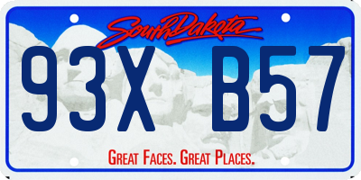 SD license plate 93XB57