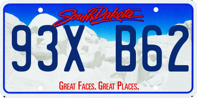 SD license plate 93XB62