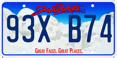 SD license plate 93XB74