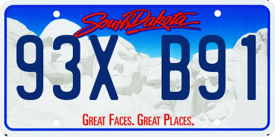 SD license plate 93XB91