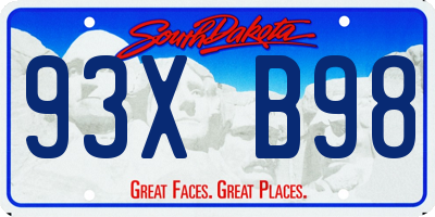 SD license plate 93XB98