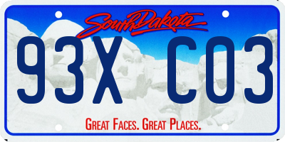 SD license plate 93XC03