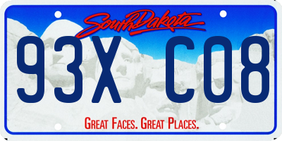 SD license plate 93XC08