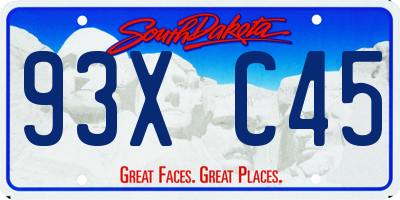 SD license plate 93XC45