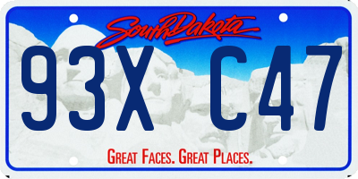 SD license plate 93XC47
