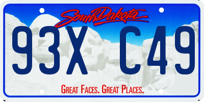 SD license plate 93XC49