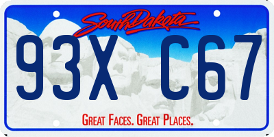 SD license plate 93XC67