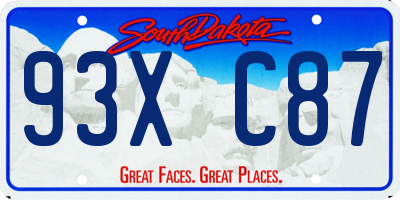 SD license plate 93XC87