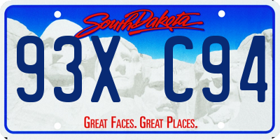 SD license plate 93XC94