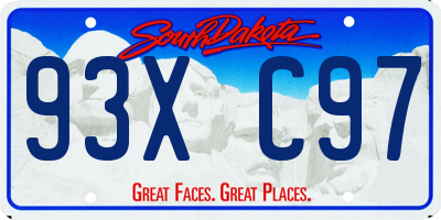 SD license plate 93XC97