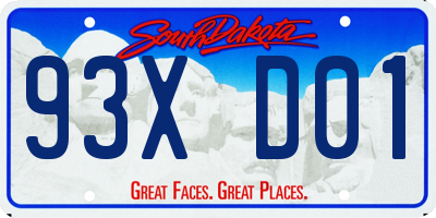 SD license plate 93XD01