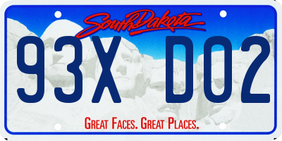 SD license plate 93XD02