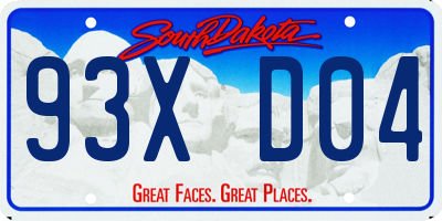 SD license plate 93XD04