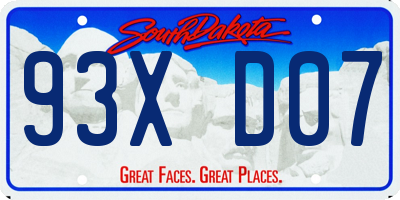 SD license plate 93XD07