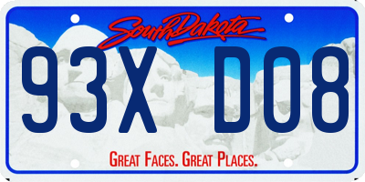 SD license plate 93XD08