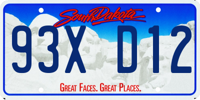 SD license plate 93XD12