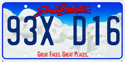 SD license plate 93XD16