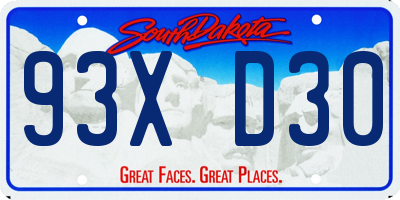 SD license plate 93XD30