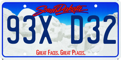 SD license plate 93XD32