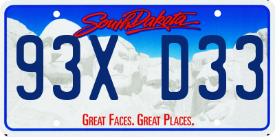 SD license plate 93XD33