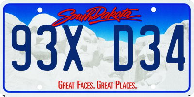 SD license plate 93XD34
